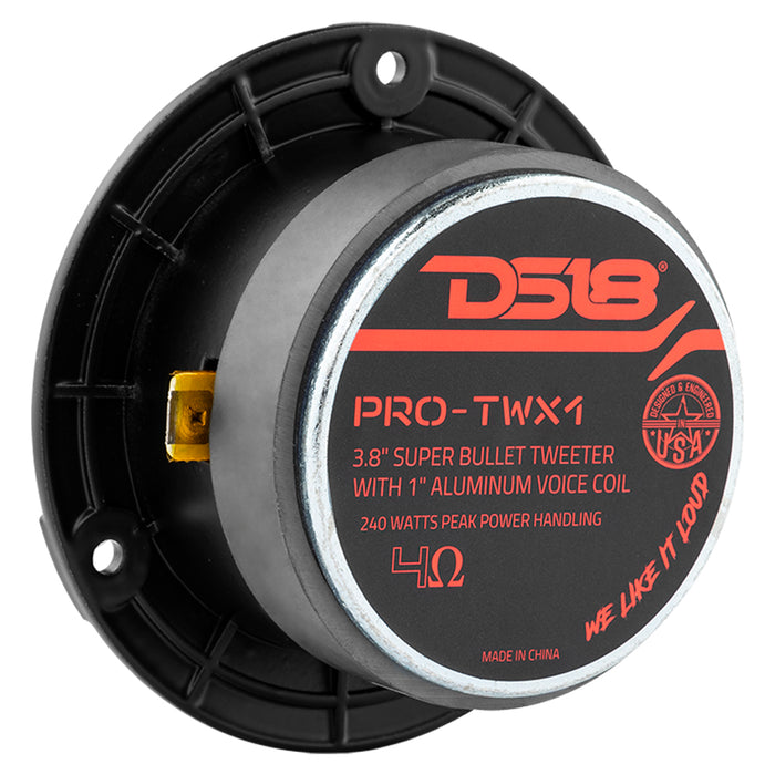 DS18 3.8" Super Bullet Tweeter 120 Watts 1" Aluminum 4-Ohm Vc SKU: PRO-TWX1/BK