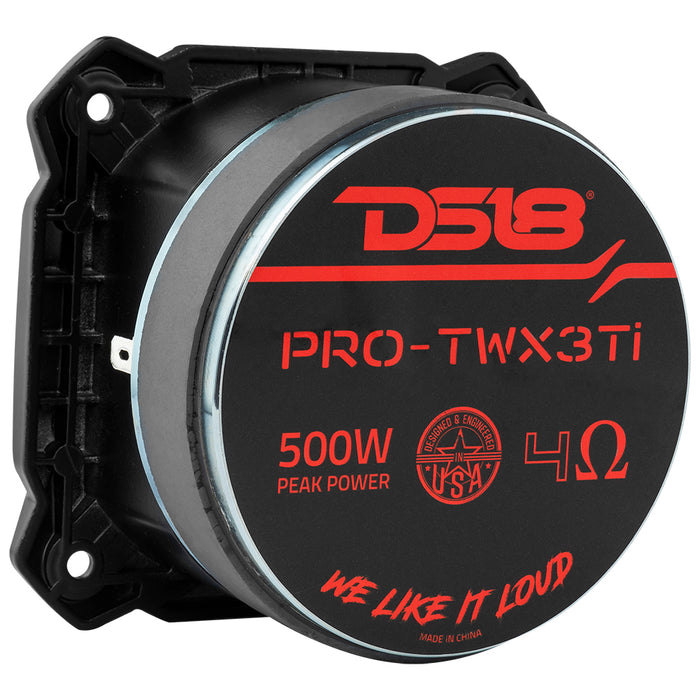 DS18 3.8" Super Bullet Tweeter 250 Watts 1.5" Titanium 4-Ohm Vc SKU: PRO-TWX3TI