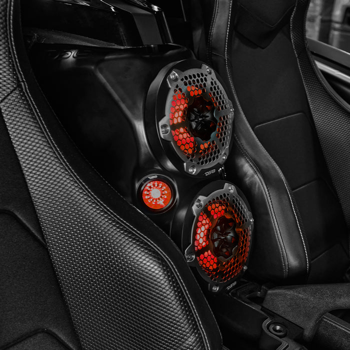 DS18 Polaris Slingshot Waterfall Center Console Empty Enclosure fits 2 x 6.5" Speakers & 2 x 2.28" Bullet Tweeter | 2015 - Current SKU: SLG-WFCC66