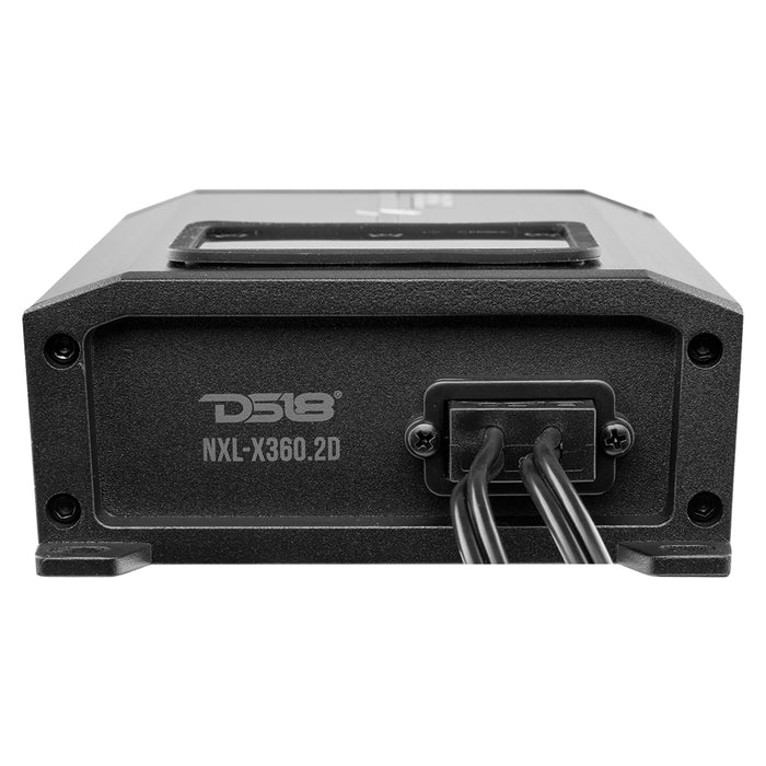 DS18 NXL 2-Channel Full-Range Class D IP67 Marine and Powersports Amplifier 2 x 180 Watts Rms @ 4-Ohm SKU: NXL-X360.2D