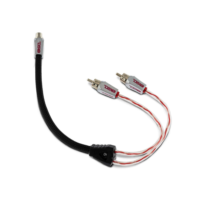 DS18 Level 3 RCA 100% Copper OFC Y Connector 1 FEMALE to 2 MALE - BLACK - RED SKU: HQRCA-1F2MRD
