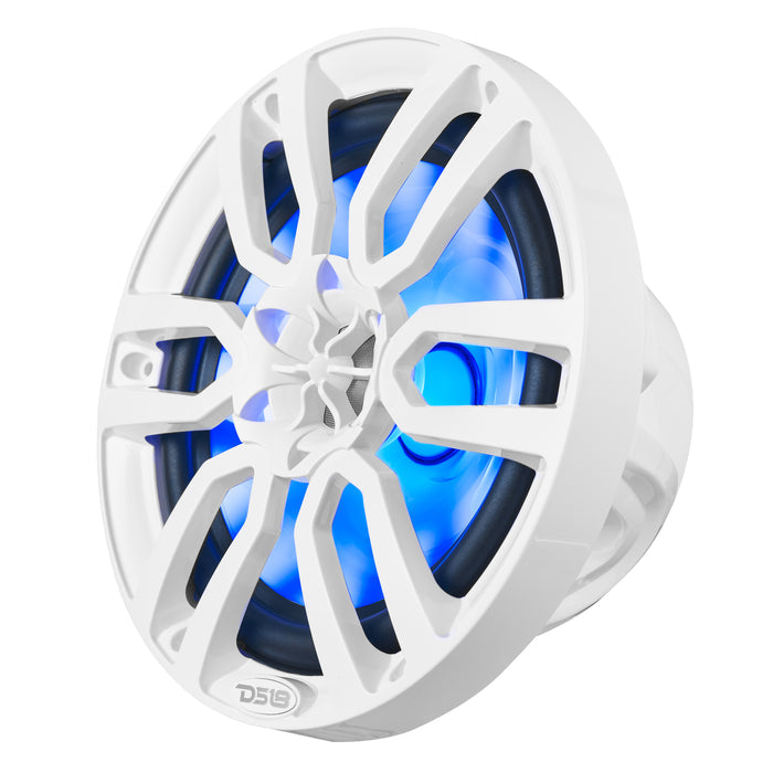 DS18 NXL 8" 2-Way Coaxial Marine Speaker With LED RGB Lights 125 Watts Rms 4-Ohm - White SKU: NXL-8