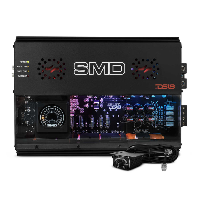 DS18 SMD 4-Channel Class AB Amplifier with VM-1 Voltmeter and Digital LED Lights 4 x 300W at 2-Ohm - Steve Meade Designs SKU: SMD-300.4AB