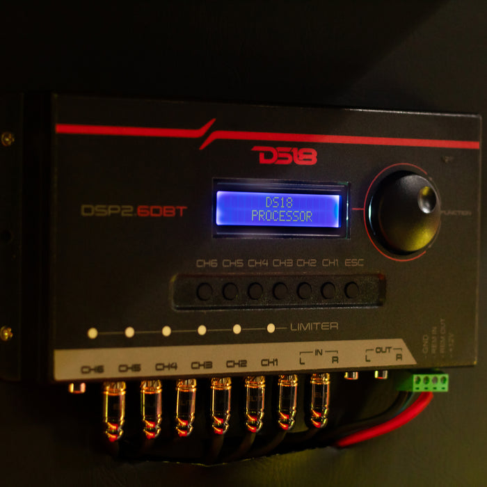 DS18 2-Channel In and 6-Channel Out Digital Sound Processor (DSP) with Bluetooth and LCD Screen SKU: DSP2.6DBT