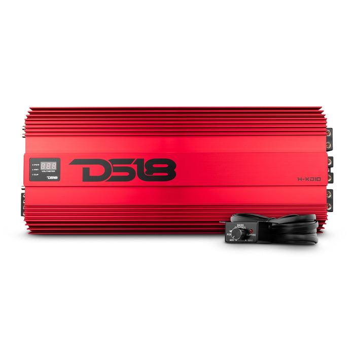 DS18 HOOLIGAN KO Red 1-Channel Amplifier with Voltmeter 10000 Watts Rms @ 1-Ohm Made In Korea SKU: H-KO10/RD