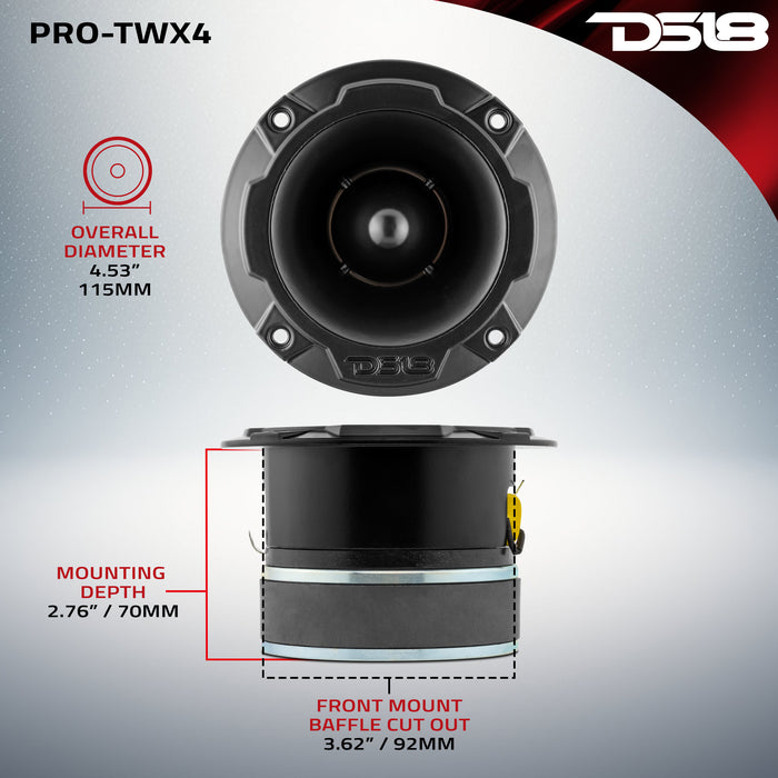 DS18 4.5" Super Bullet Tweeter 280 Watts 1.75" Titanium 4-Ohm Vc SKU: PRO-TWX4