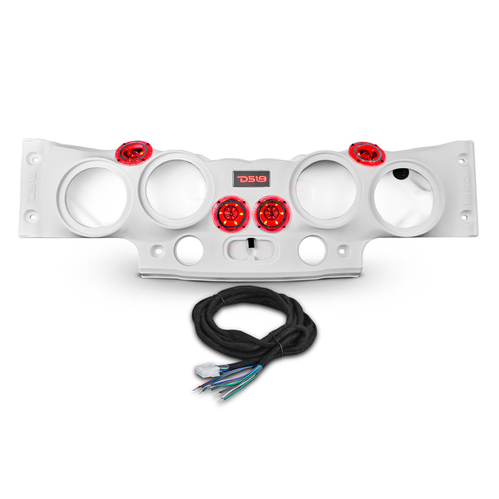 DS18 Jeep JK/JKU Overhead Sound Bar System Fits 4 X 8" Speakers (Not included) 4 X Tweeters PRO-TW4L and 2 X Drivers PRO-DRNSC1.5 and Harness Included- White SKU: JK-SBAR/WH.HT