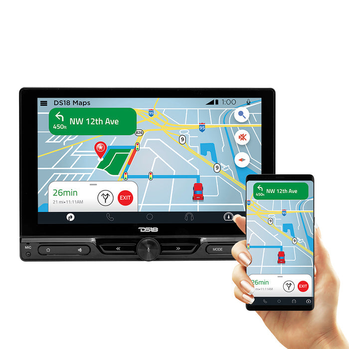 DS18 10.5" Floating Adjustable Modular Touchscreen Mechless Single-DIN Head Unit with Bluetooth, Apple Car Play, Android Mirror Link, USB, AUX, SD, AM, FM SKU: DDX10.5CP