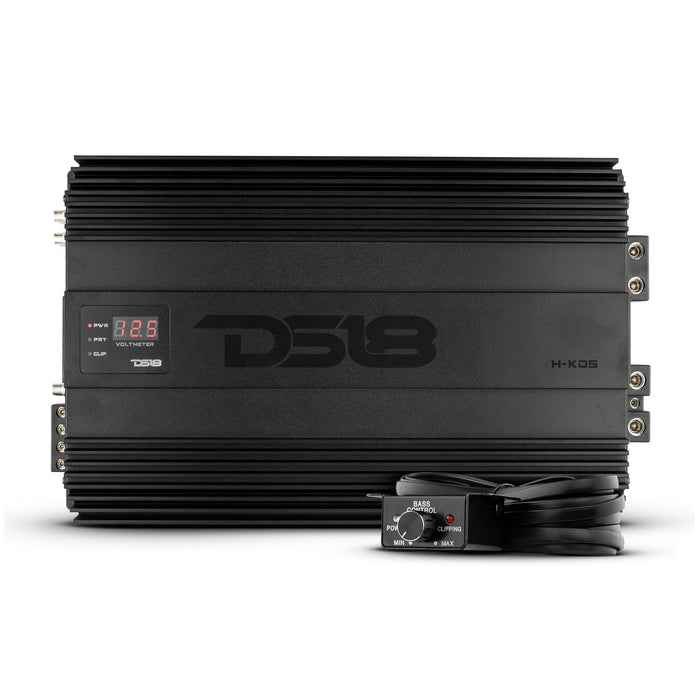 DS18 HOOLIGAN KO 1-Channel Amplifier with Voltmeter 5000 Watts Rms @ 1-Ohm Made In Korea Black SKU: H-KO5