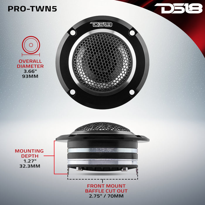 DS18 3.6" High Compression Neodymium Hybrid Driver/Tweeter 200 Watts 1.5 " Pen 4-Ohm Vc SKU: PRO-TWN5