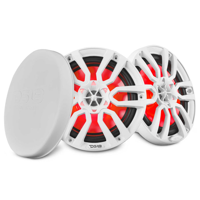 DS18 NXL 8" 2-Way Coaxial Marine Speaker With LED RGB Lights 125 Watts Rms 4-Ohm - White SKU: NXL-8