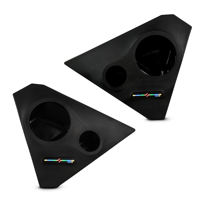 DS18 Polaris Slingshot Front Kick Empty Panel Pods With Digital LED Lights fits 2 x 6.5" Speakers and 2 x 3.8" Bullet Tweeters | 2015 - Current SKU: SLG-FKP6V2