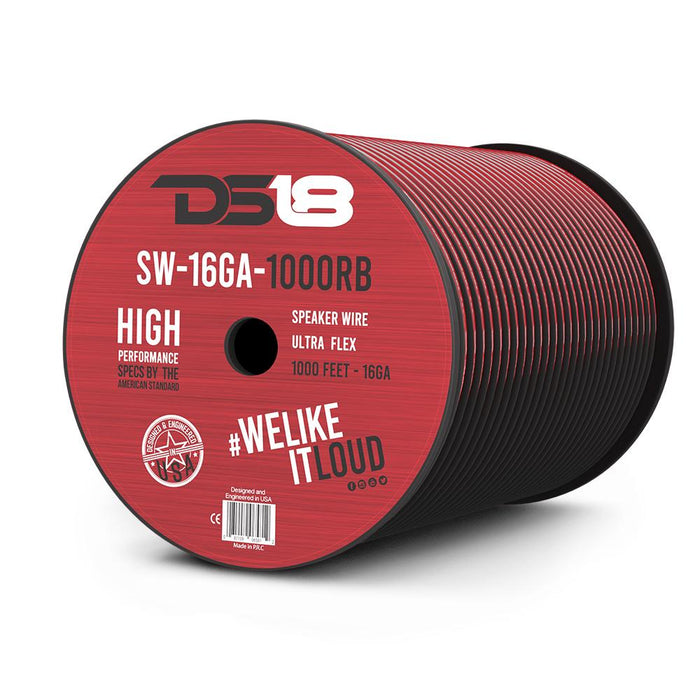 DS18 16-GA Speaker Wire 1000 Feet - Red SKU: SW-16GA-1000RB