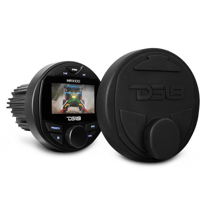 DS18 Marine and Powersports Headunit 3" Color TFT screen , 2 Zones, 4 volts Output, BT, RDS 4 X 50 Watts SKU: MRX100