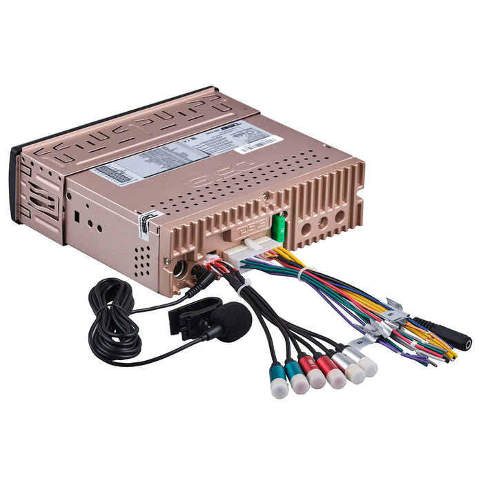 DS18 High Power 240 Watts RMS (4 x 60) Digital Media Receiver | Single Din | DSP | APP | Bluetooth Audio and Calling Head Unit | Aux Input | USB | Mechless | AM/FM Radio Receiver | 3V + 3.5V Subwoofer SKU: SDX-P200