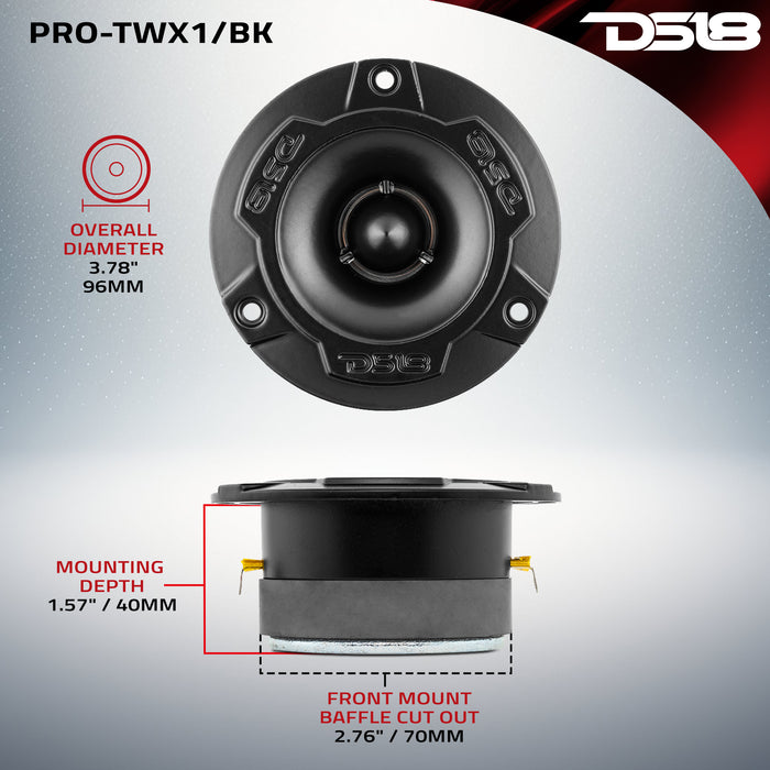 DS18 3.8" Super Bullet Tweeter 120 Watts 1" Aluminum 4-Ohm Vc SKU: PRO-TWX1/BK