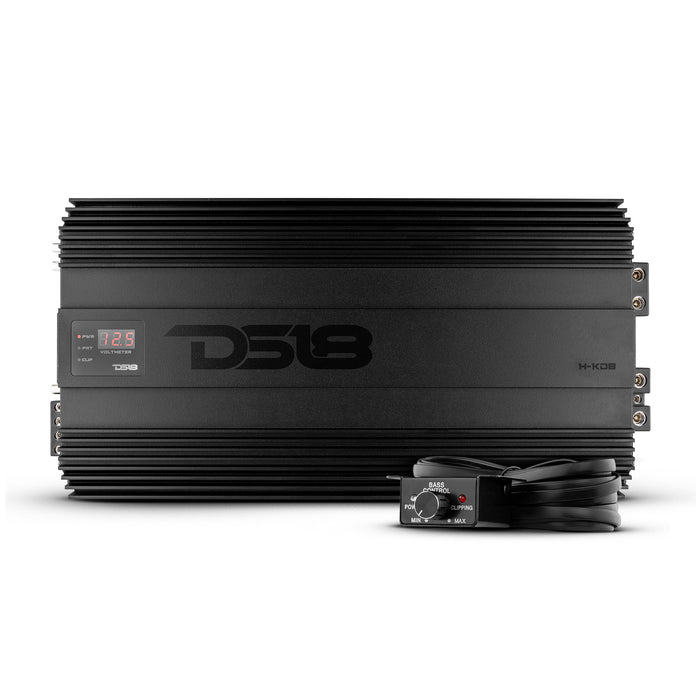 DS18 HOOLIGAN KO 1-Channel Amplifier with Voltmeter 8000 Watts Rms @ 1-Ohm Made In Korea Black SKU: H-KO8