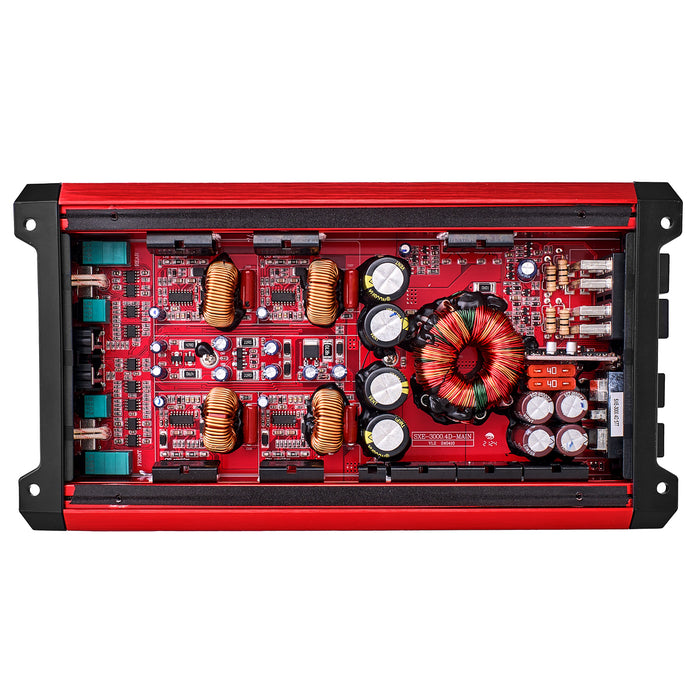 DS18 SXE Class D 4-Channel Full-Range Car Amplifier 4 x 200 RMS @4 Ohm 3000 Watts SKU: SXE-3000.4D/RD