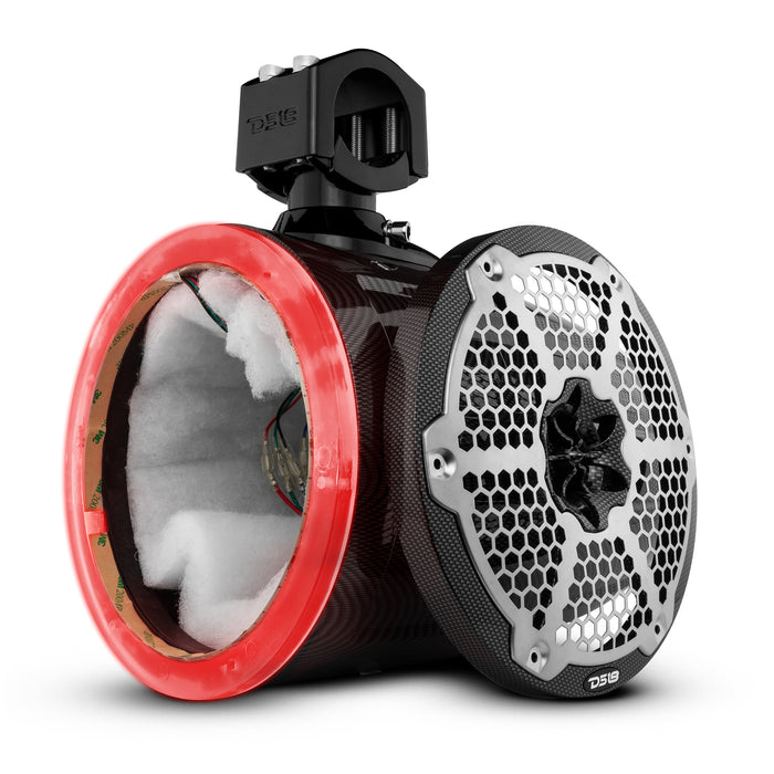 DS18 NXL 8" Marine and Powersports Empty Tower LED RGB Lights -Black Carbon Fiber SKU: CF-X8TP.NS