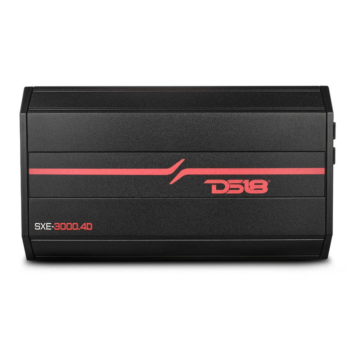 DS18 SXE Class D 4-Channel Full-Range Car Amplifier 4 x 200 RMS @4 Ohm 3000 Watts SKU: SXE-3000.4D/BK