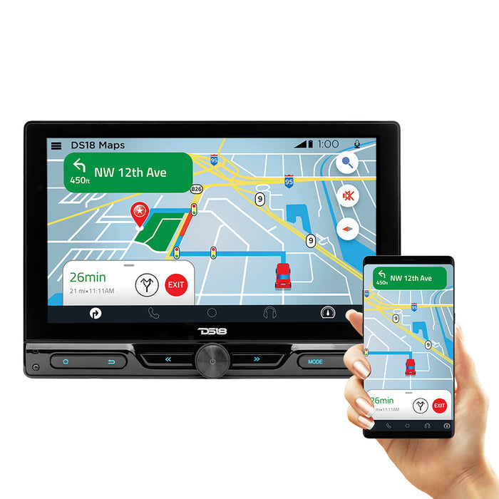 DS18 10.5" Floating Adjustable Modular Touchscreen Mechless Single-DIN Head Unit with Bluetooth, Mirror Link and USB SKU: DDX10.5ML