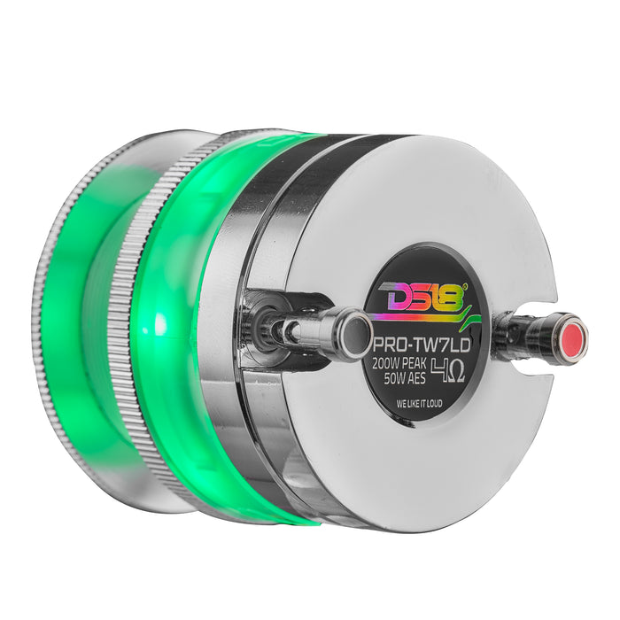 DS18 2.3" Neodymium Super Bullet Tweeter with 1" Aluminum Voice Coil & Digital LED Lights SKU: PRO-TW7LD