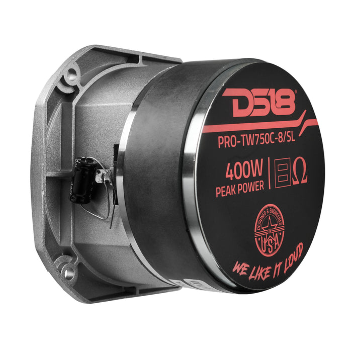 DS18 4" Super Bullet Tweeter with 1.5" Titanium Voice Coil and Oversized Ferrite Magnet 200 Watts 8-Ohm SKU: PRO-TW750C-8/SL
