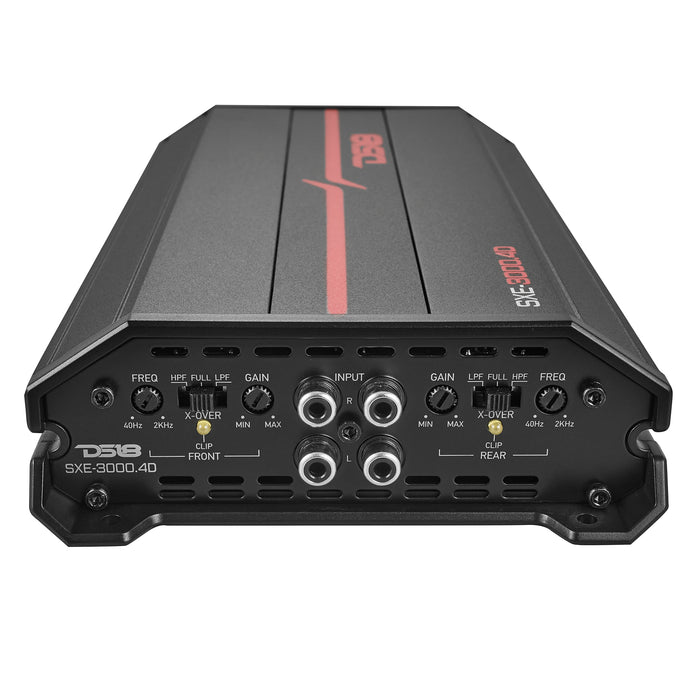 DS18 SXE Class D 4-Channel Full-Range Car Amplifier 4 x 200 RMS @4 Ohm 3000 Watts SKU: SXE-3000.4D/BK