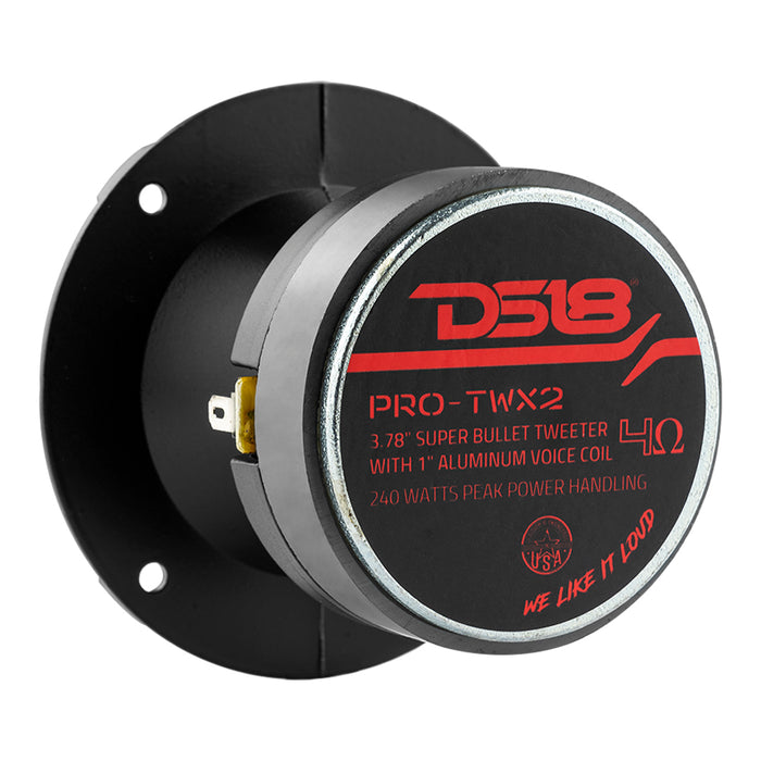 DS18 3.8" Super Bullet Tweeter 120 Watts 1" Aluminum 4-Ohm Vc SKU: PRO-TWX2