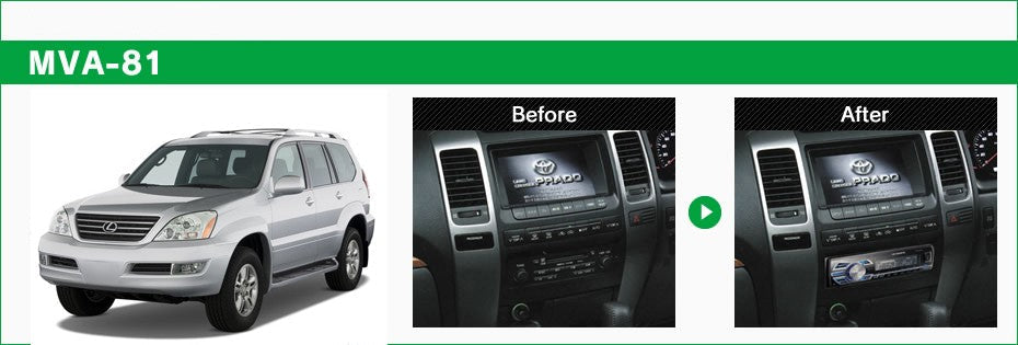 Beat-Sonic Stereo Replacement Kit for 2003-2009 Lexus GX 470 With Factory Navigation - MVA-81