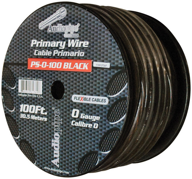 Nippon Audiopipe Power Cable 0-Gauge 100 Foot Spool - Black