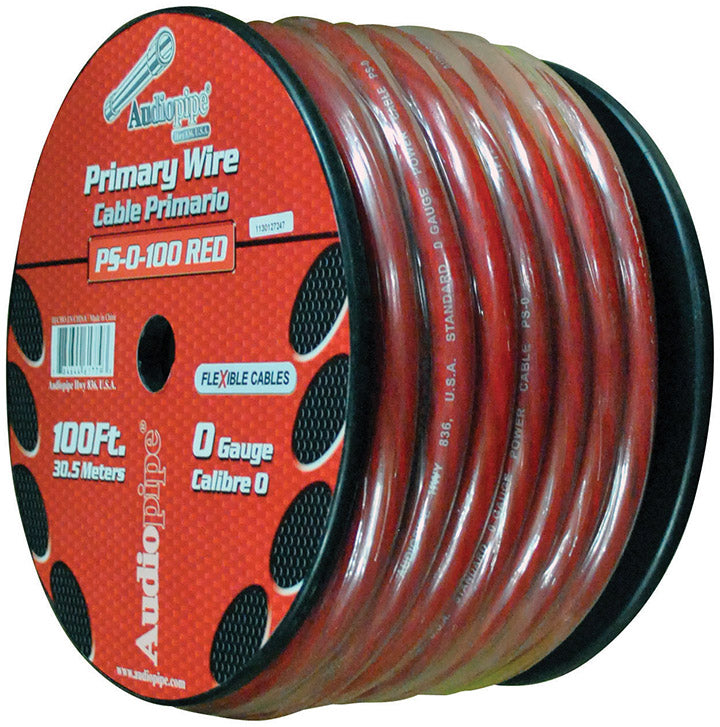 Nippon Audiopipe Power Cable 0-Gauge 100 Foot Spool - Red