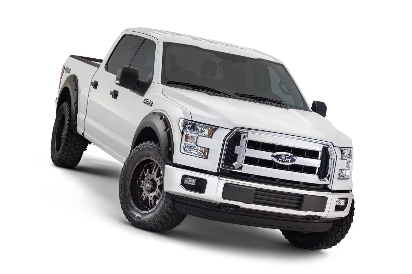 Bushwacker - 20935-02 - Fender Flare -  20935-02 Black Pocket/Rivet Style Smooth Finish 4-Piece Fender Flare Set for 2015-2017 Ford F-150 (Excludes Models w/Tech Package) - P/N: 20935-02