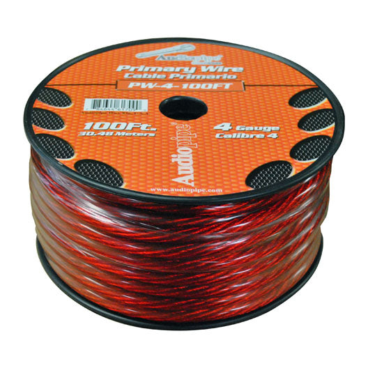 Nippon Audiopipe Power Cable 4-Gauge 100 Foot Spool - Red