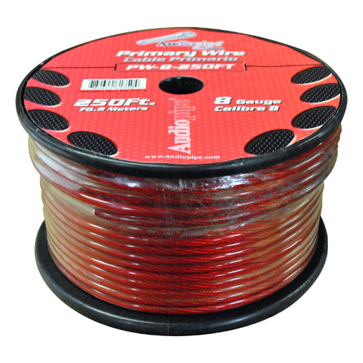 Nippon Audiopipe Power Cable 8-Gauge 250 Foot Spool - Red