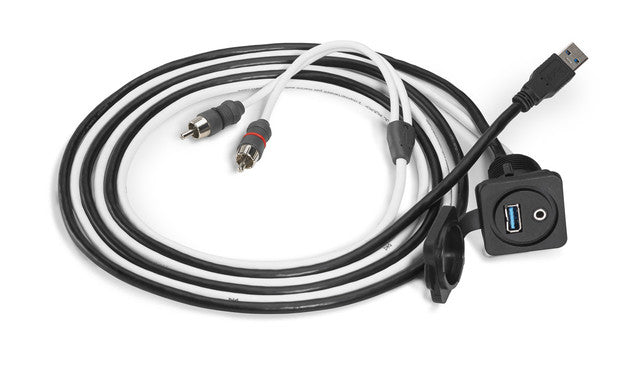 JL Audio® Panel-Mount Audio Connector 3.5 mm Audio Jack and 9 Wire USB Port for - View 1