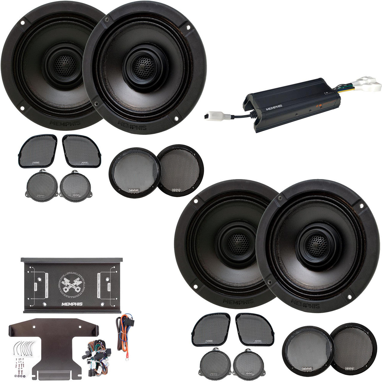 Memphis MXAHDPRO4 6.5 Inch Speaker Motorcycle Audio compatible with Harley Davidson Direct OEM Kits