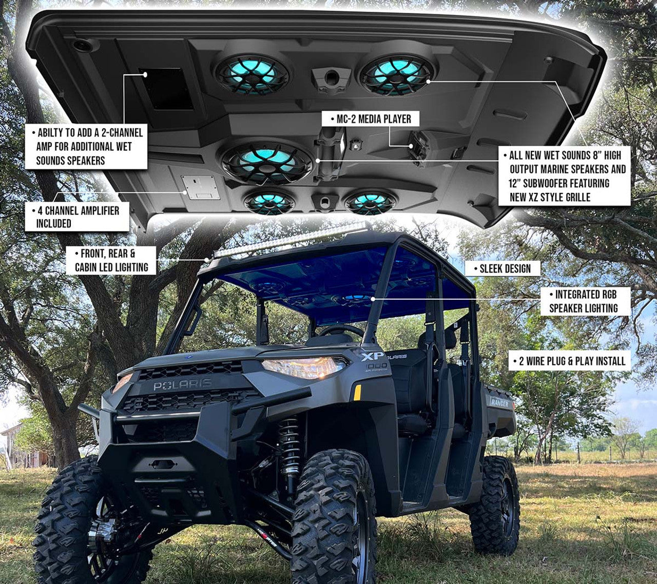 Wet Sounds AR-5 RANGER CREW 5-Speaker Ranger Roof Audio System - View 1