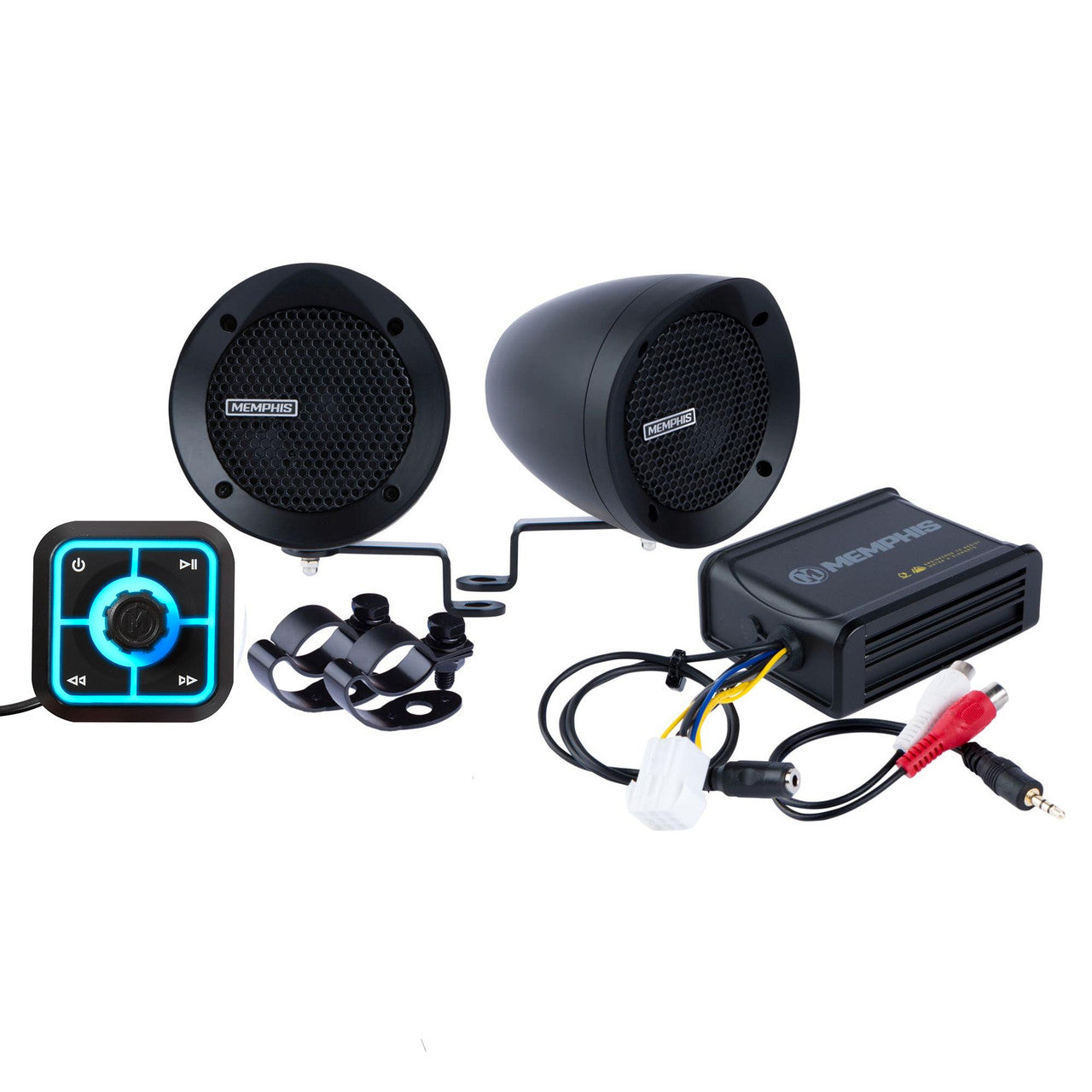 Memphis Audio MXABMB2BT Bar Mount 2-Speaker System With Amp And Built-In Bluetooth Receiver, Black