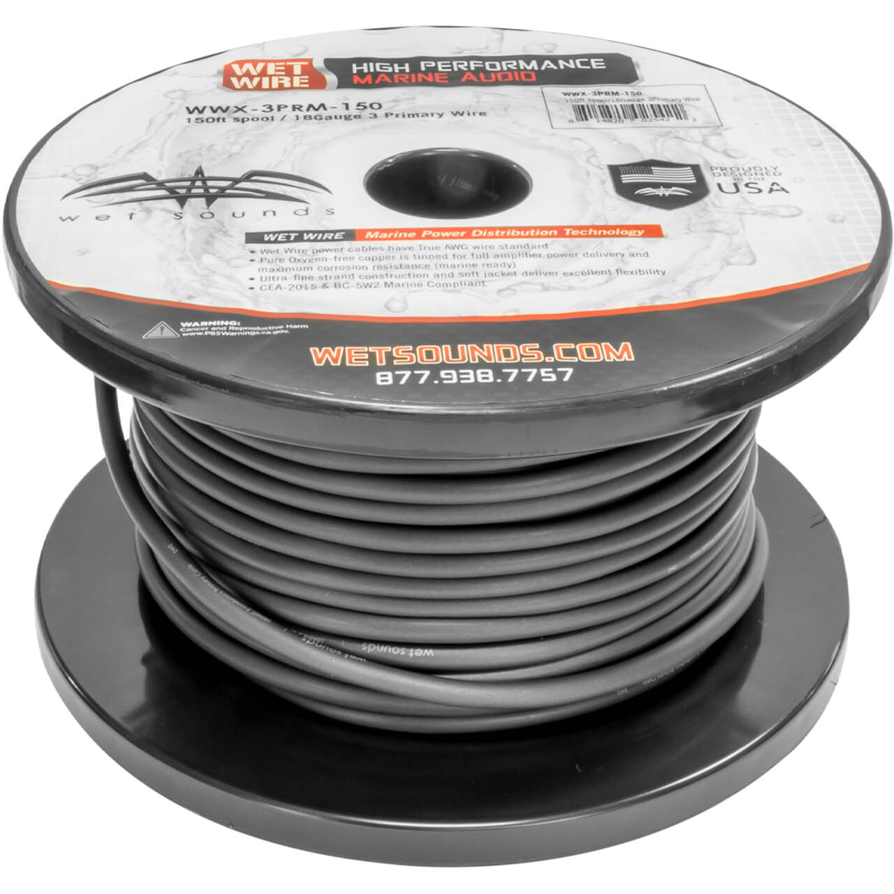 Wet Sounds WWX-3PRM-150 3 Conductor 18 Gauge Primary Wire - 150' Spool - View 2