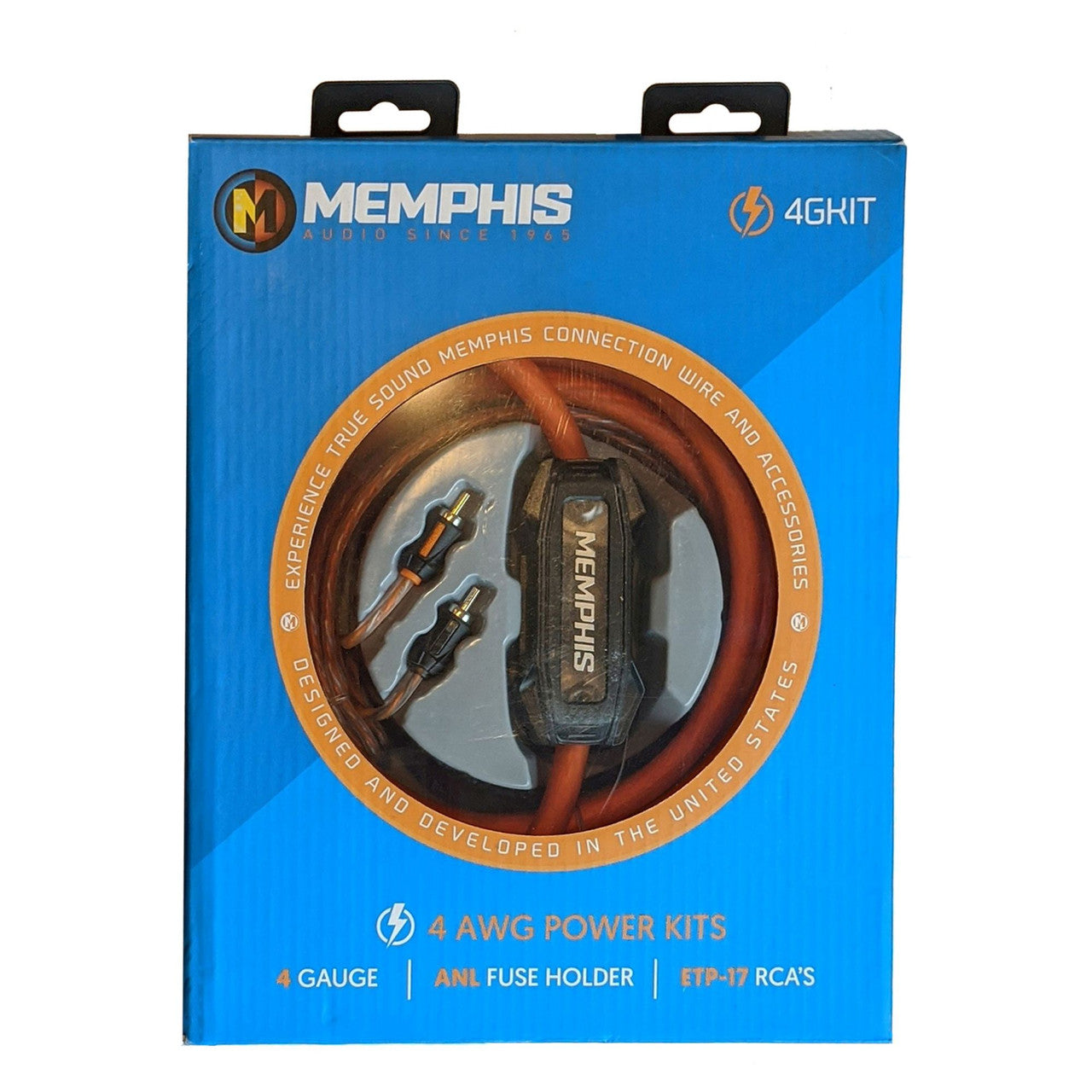 Memphis 4GKIT Memphis Audio 4GKIT 4-Gauge Amp Install Kit With ANL Fuse Holder With One 200A Fuse, And A Pair Of ETP-17 17-Foot RCAs