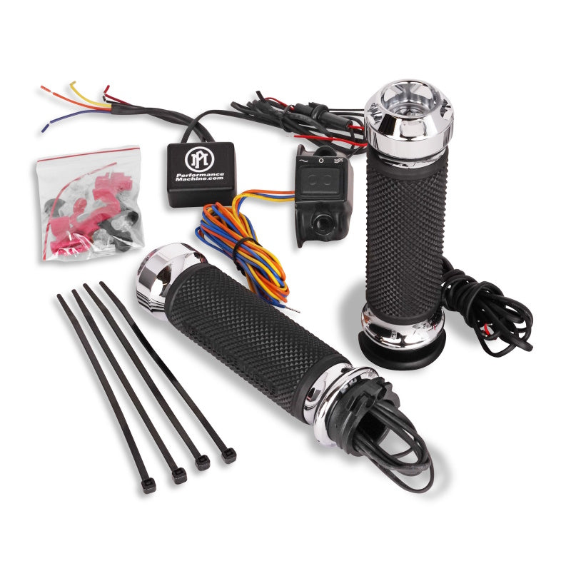 Performance Machine FLHx Cable Apex Heated Grips - Chrome