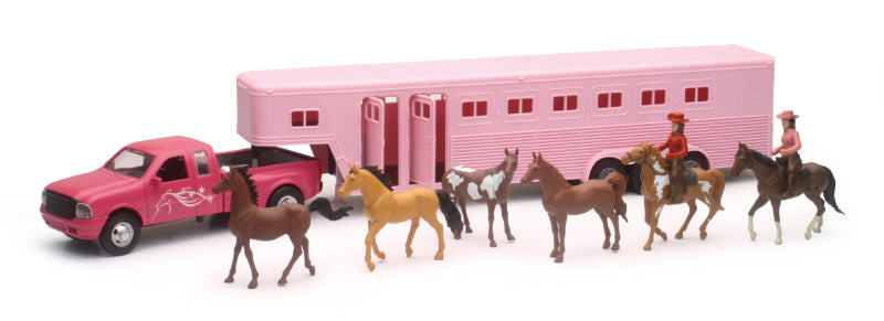 New Ray Toys Pink Pickup Hrs Trlr Set 1:32