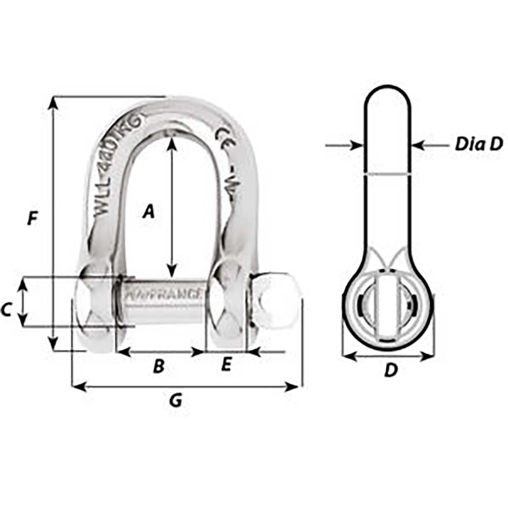 Wichard Captive Pin D Shackle - Diameter 10mm - 13/32" [1405W]