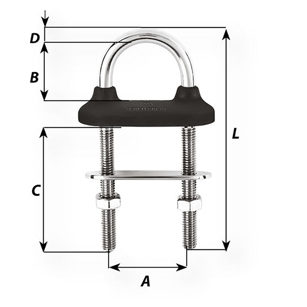 Wichard Black Watertight U-Bolt - 12mm Diameter - 15/32" - 130mm Length - 5-1/8" [65461W]