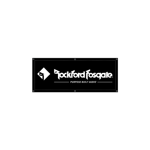 Rockford Fosgate POP-BAN17 2-ft x 5-ft Black Vinyl Banner w/ White Logo