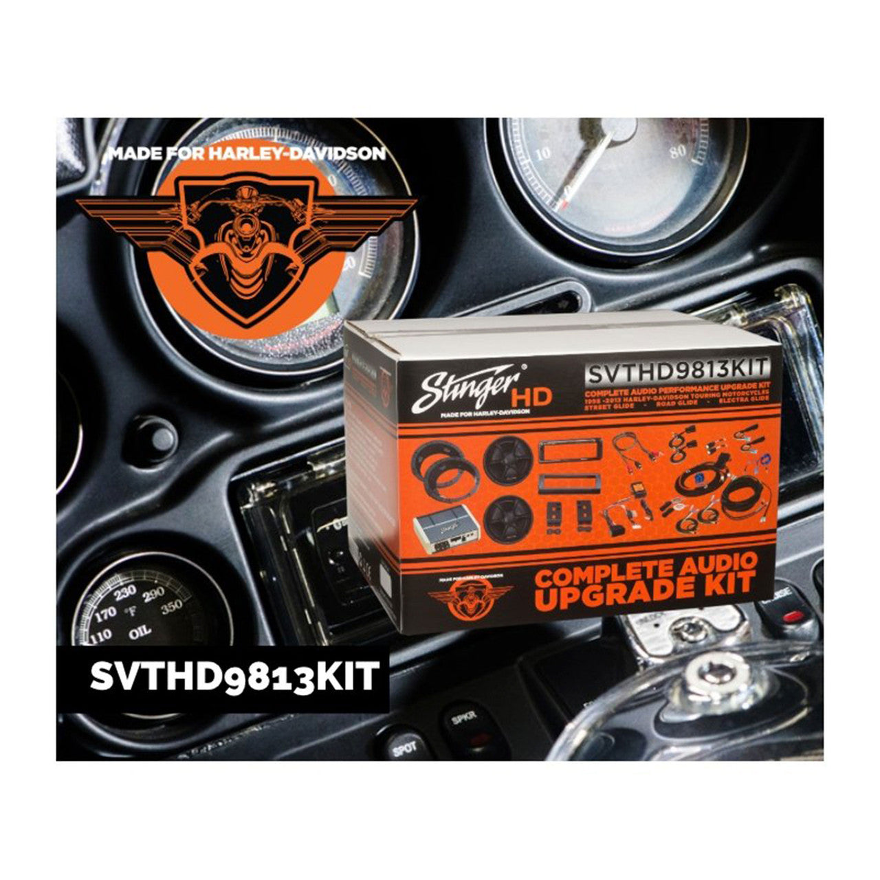 Stinger SVTHD9813KIT Plug and Play 350W audio system Compatible with 1998-2013 Harley Touring Motorcycles