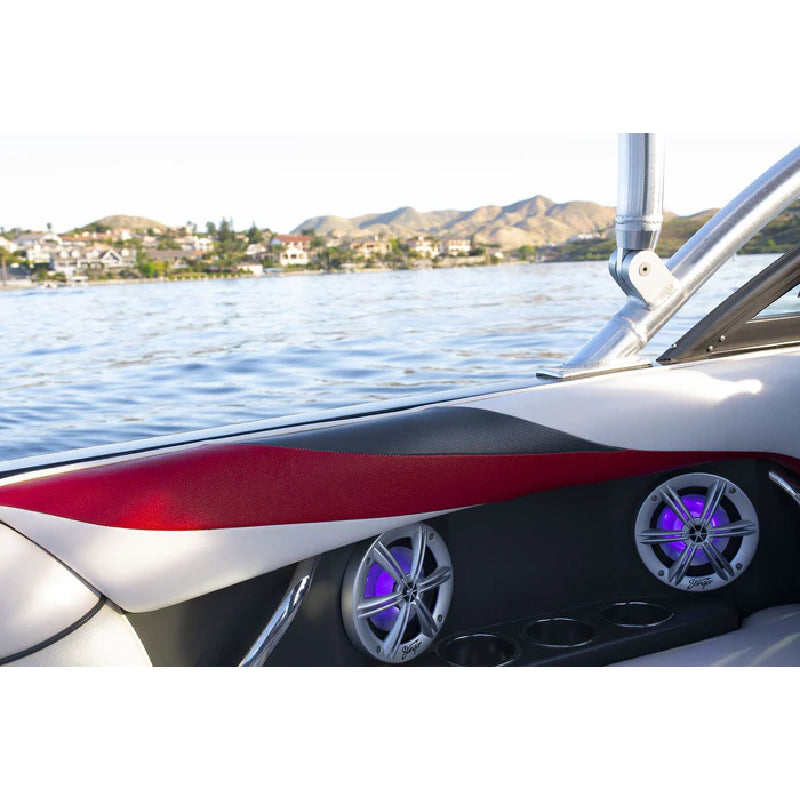 Stinger SEA65RGBS 6.5” Coaxial Marine Speakers with Built-in Multi-color RGB Lighting (Silver)