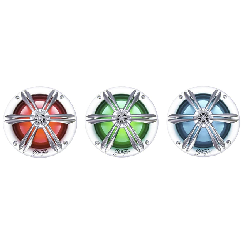 Stinger SEA65RGBW 6.5” Coaxial Marine Speakers with Built-in Multi-color RGB Lighting (White)