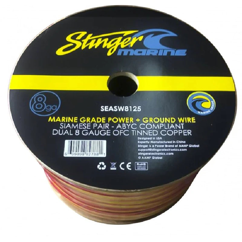 Stinger SEASW8125 125ft. 8GA Marine-grade Amplifier Wire Spools